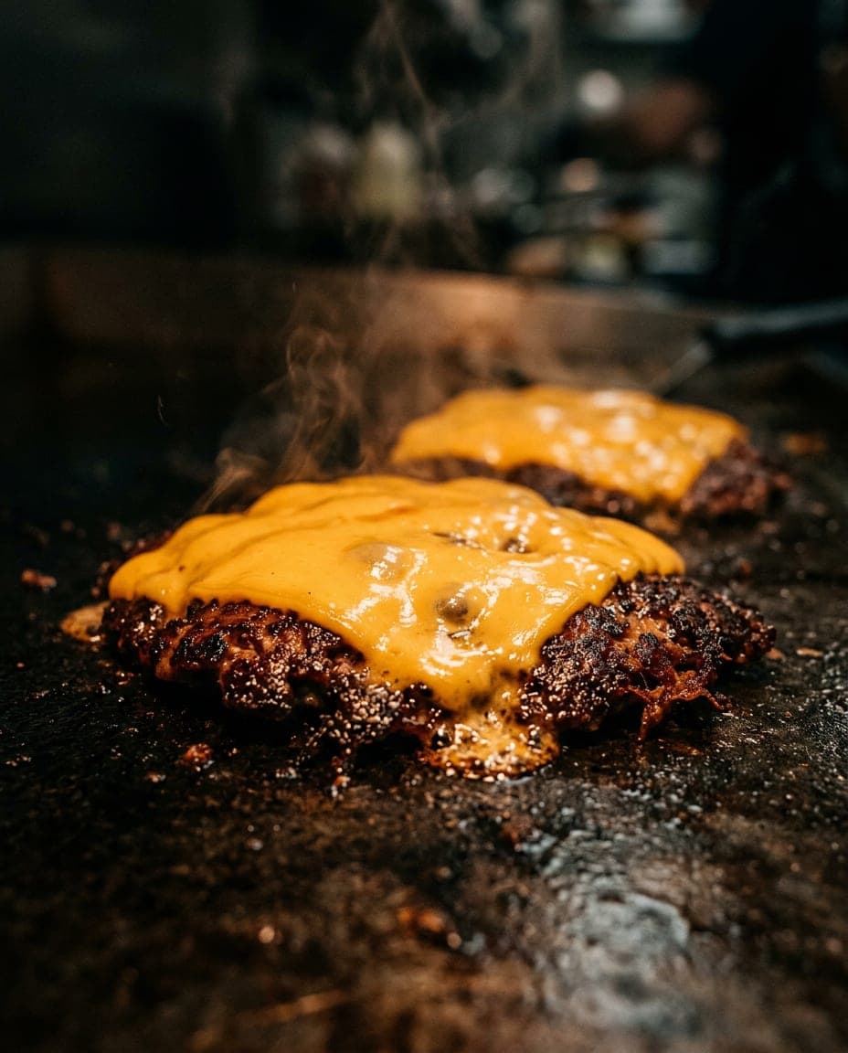 Cheese smelt over twee gesmashte patties